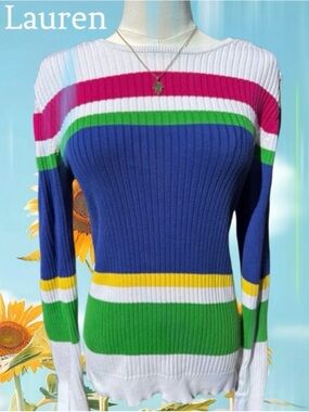 LAUREN MULTI COLORED SPRING SWEATER -M 🌈☀️